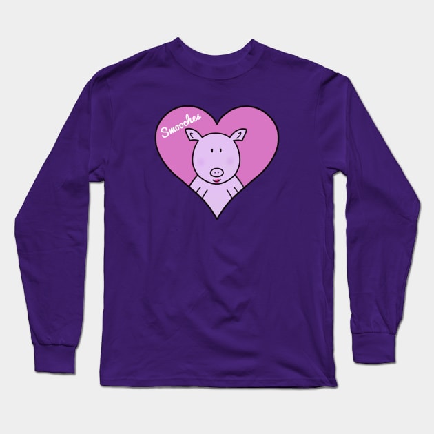 Lipstick on a Pig Smooches Long Sleeve T-Shirt by Coconut Moe Illustrations